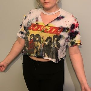 Tye dye Bon Jovi crop top